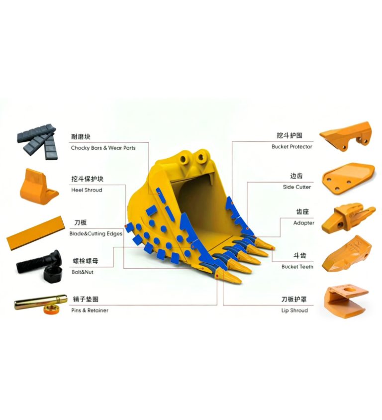 Schematic diagram of excavator parts