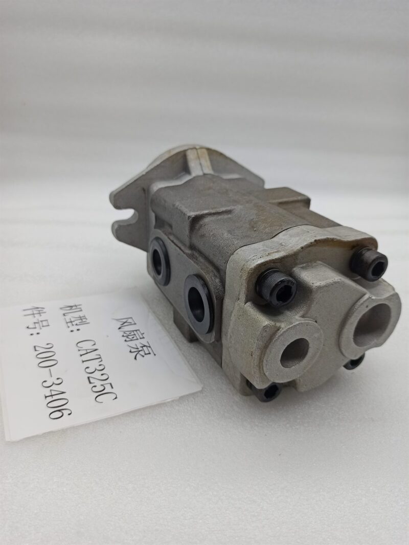 200-3406 gear fan pump CAT 325C and 322C excavator - overall three quarter view of the ten tooth gear pump