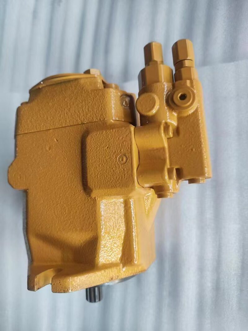 250-8337 hydraulic fan piston pump for CAT 120M 140M and 160M motor graders, additional bench view showing ports and mounting face