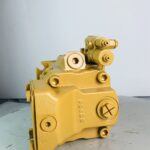 307-3063 variable displacement piston pump for CAT 416F 422F 428F 434F backhoes, additional bench view showing ports and mounting face