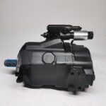 448-9705 axial piston pump for CAT 374F and 390F excavators - side view of the black pump body with regulator