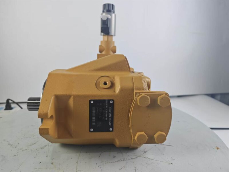 587-1312 piston pump for CAT 350 class excavators - side view with nameplate and regulator on top
