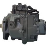 708-1W-00901 hydraulic fan pump for Komatsu PC800-8 excavator, bench view 4 showing pump body and control