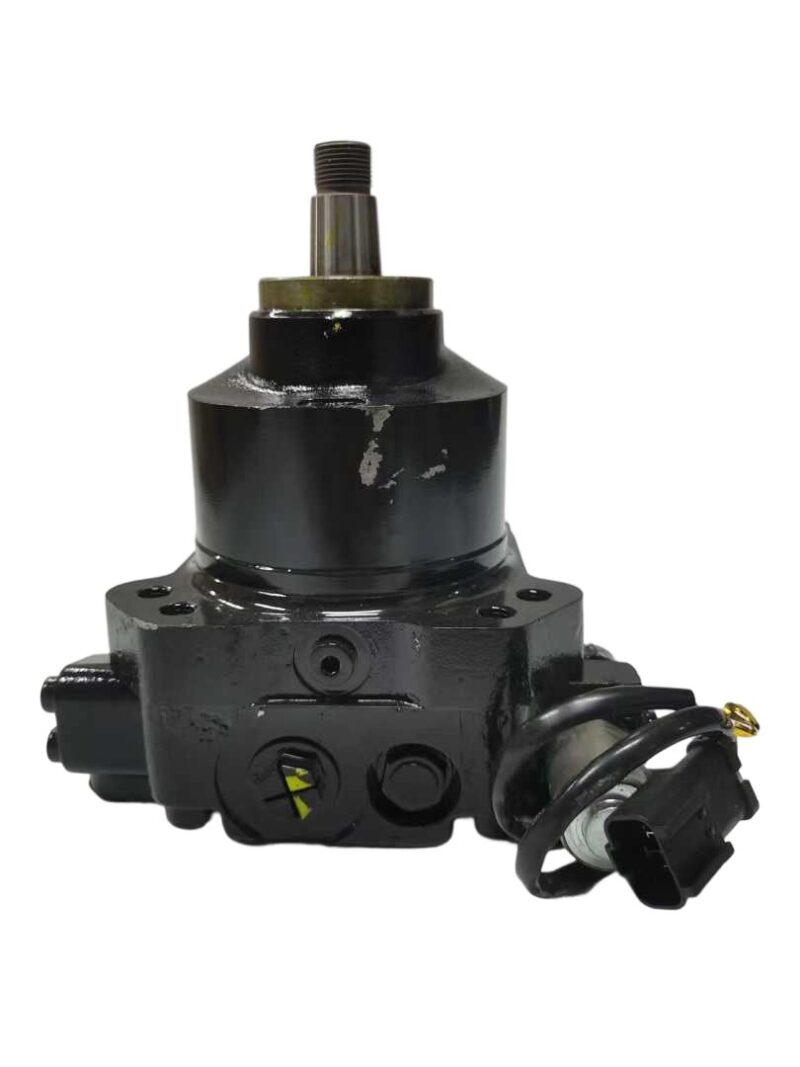 708-7S-00550 fan motor assembly for Komatsu WA380-6 WA430-6 WA470-6 WA480-6 loaders, bench view 1 showing housing and shaft