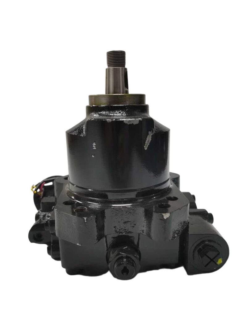 708-7S-00550 fan motor assembly for Komatsu WA380-6 WA430-6 WA470-6 WA480-6 loaders, bench view 4 showing housing and shaft