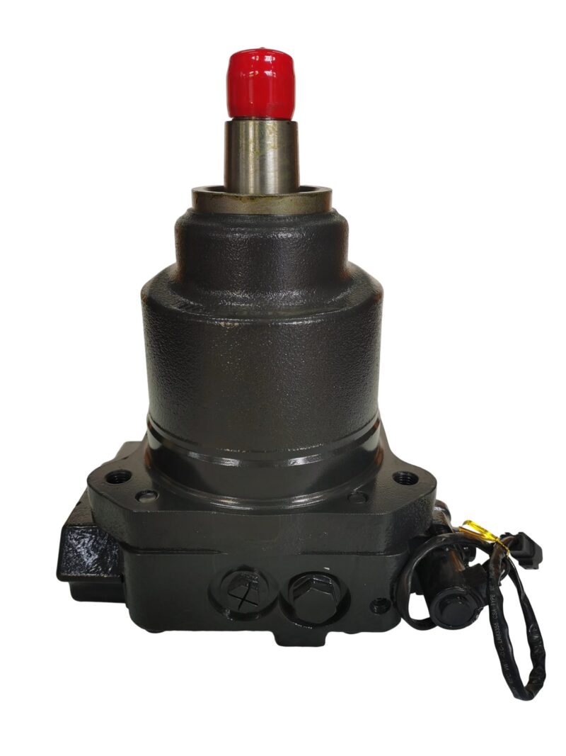 708-7W-00130 fan motor assembly for Komatsu PC800-8 PC850-8 PC1250-8 excavators, bench view 4 showing housing and shaft