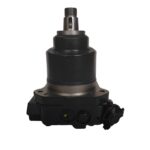 708-7W-00230 fan motor assembly for Komatsu HM400-3 hauler, bench view 3 showing housing and shaft