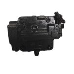 708-7W-00230 fan motor assembly for Komatsu HM400-3 hauler, bench view 4 showing housing and shaft